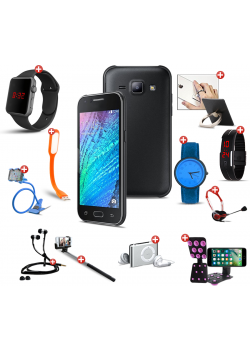 Top-Deals 12 In 1 Bundle Offer, H-mobile j1 Mini, Universal Rotating Phone Plate Holder, Portable USB LED Lamp, Zipper Stereo Wired Earphones, Ring Holder, Headphone, Mobile holder, Macra watch, Yazol watch, Selfie stick, Mp3 player, Led band watch